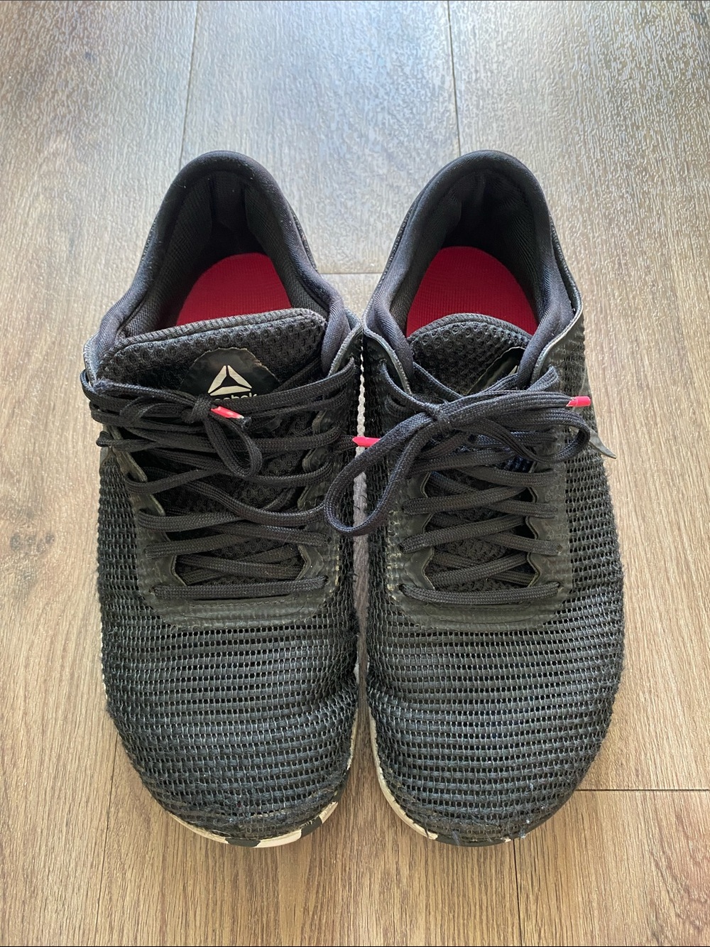 Reebok Nano 8 Black Mesh Sneakers with Pink Insole Highlights